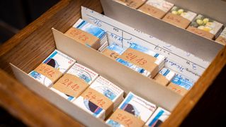 Schublade mit Briefmarken