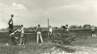 Young people working on the moor, 1920s