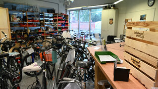 Overview of bicycles in the workshop