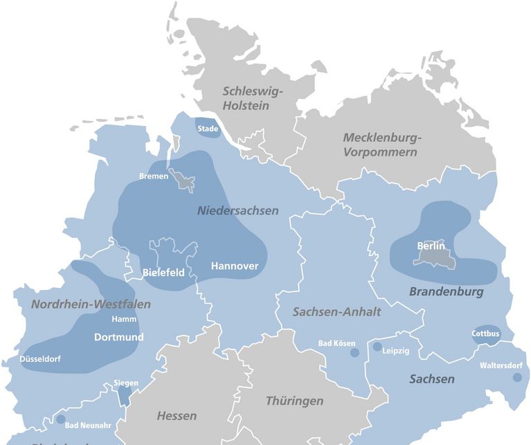 Eine Karte zeigt die Standorte von Bethel in Deutschland.