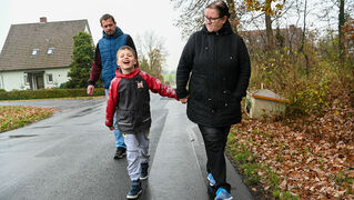 Lennard goes for a walk with his grandma and grandad.