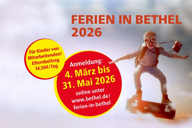 Grafik Kind fliegt auf einem Koffer durch den Himmel