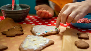 Biscuits are decorated.