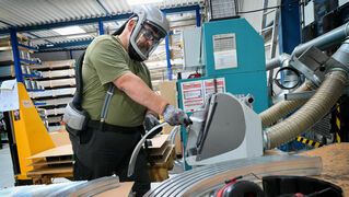 Wolfgang Starck grinds mudguards.