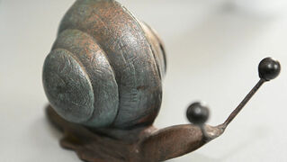 Steel snail figurine.