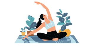 Eine Zeichnung einer Frau die Yoga macht.