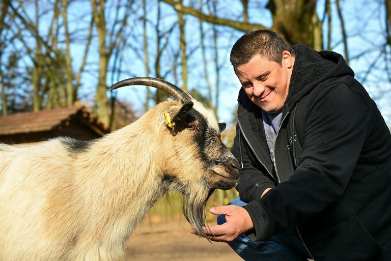 Angelo Napoletano streichelt eine Ziege