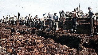 Jugendliche bei der Arbeit im Moor, 1954